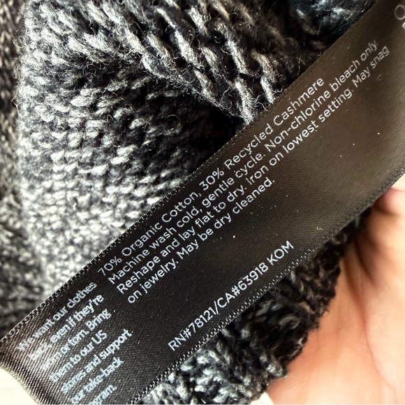 EILEEN FISHER Heathered Charcoal Luxe Cotton Cashmere Knit Sweater Relaxed XL - Picture 3 of 8